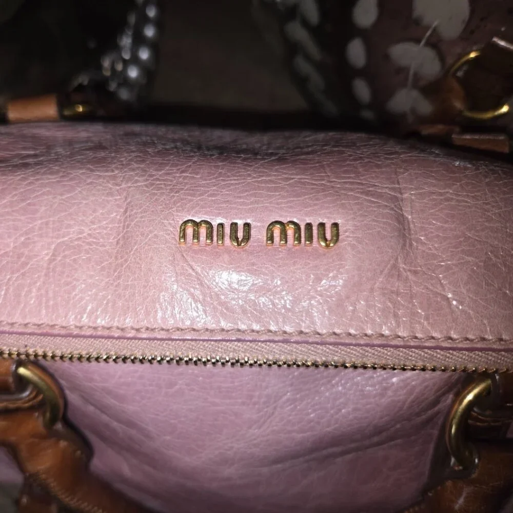 EUC Authentic Rare Tricolor MiuMiu Vitello 2 way Satchel - Picture 2 of 15